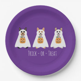 Trick or treat Corgi Ghost Dogs Halloween Papieren Bordje