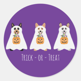 Trick or treat Corgi Ghost Dogs Halloween Ronde Sticker