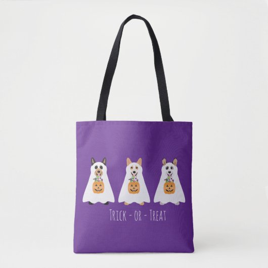 Trick or treat Corgi Ghost Dogs Halloween Tote Bag (Voorkant)
