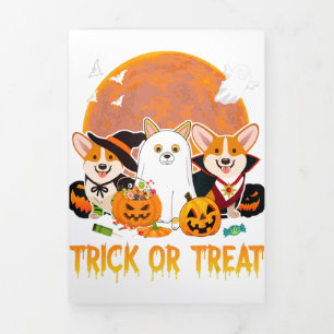 Trick or treat Corgi Halloween Gift for Hondenlief Drieluik Aankondiging