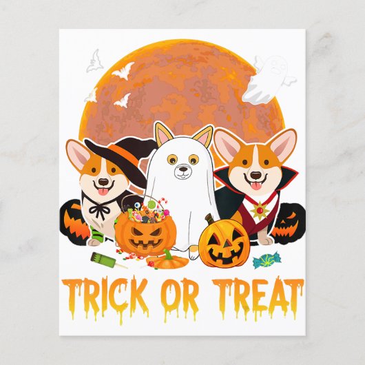Trick or treat Corgi Halloween Gift for Hondenlief Flyer (Voorkant)