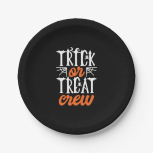 Trick Or Treat Crew Funny Cute Moon Scary Spider Papieren Bordje