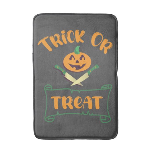 Trick or treat crossbones Halloween pompoen gezich Badmat (Voorkant Verticaal)