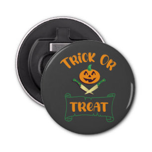Trick or treat crossbones Halloween pompoen gezich Button Flesopener