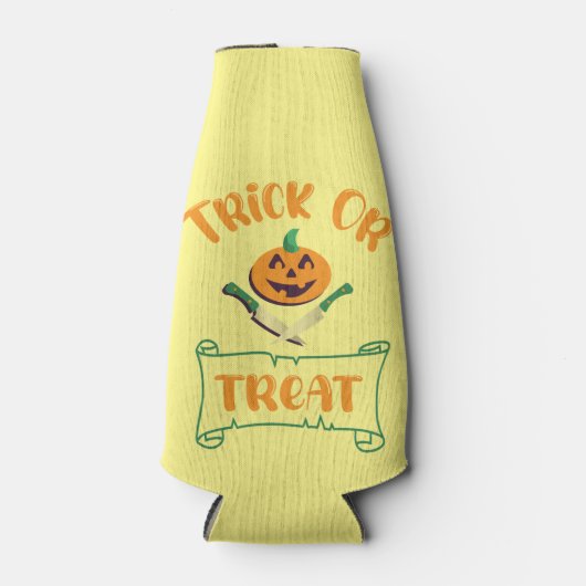 Trick or treat crossbones Halloween pompoen gezich Flesjeskoeler (Voorkant)