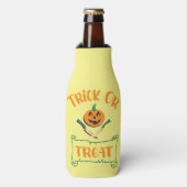 Trick or treat crossbones Halloween pompoen gezich Flesjeskoeler (Fles Voorkant)