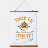 Trick or treat crossbones Halloween pompoen gezich Hangend Wandkleed (Voorkant)