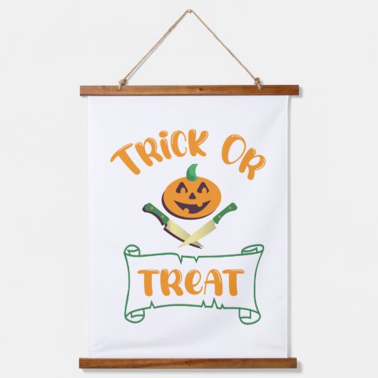 Trick or treat crossbones Halloween pompoen gezich Hangend Wandkleed (Voorkant)