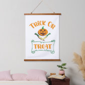 Trick or treat crossbones Halloween pompoen gezich Hangend Wandkleed (Slaapkamer)