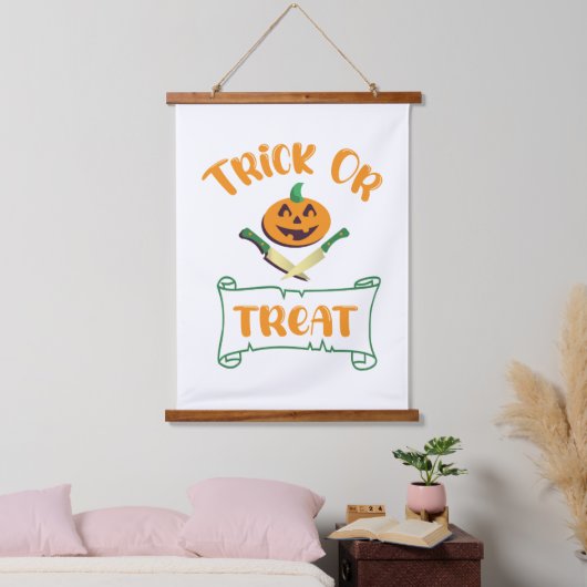 Trick or treat crossbones Halloween pompoen gezich Hangend Wandkleed (Slaapkamer)