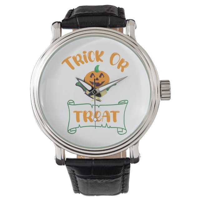 Trick or treat crossbones Halloween pompoen gezich Horloge (Voorkant)