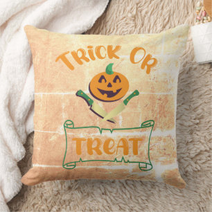 Trick or treat crossbones Halloween pompoen gezich Kussen