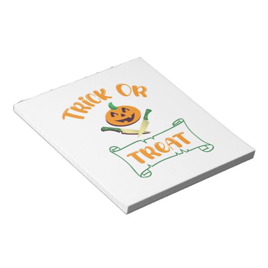 Trick or treat crossbones Halloween pompoen gezich Notitieblok (Schuin)