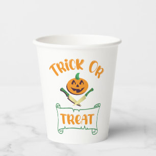 Trick or treat crossbones Halloween pompoen gezich Papieren Bekers