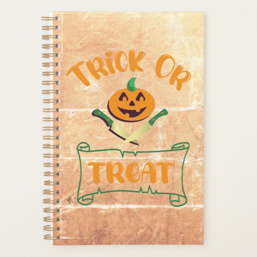 Trick or treat crossbones Halloween pompoen gezich Planner (Voorkant)