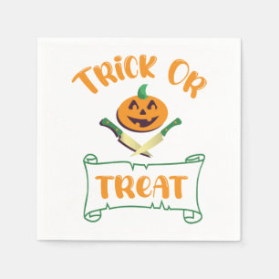 Trick or treat crossbones Halloween pompoen gezich Servet