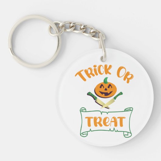 Trick or treat crossbones Halloween pompoen gezich Sleutelhanger (Voorkant)