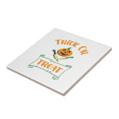 Trick or treat crossbones Halloween pompoen gezich Tegeltje (Zijkant)