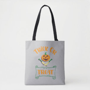 Trick or treat crossbones Halloween pompoen gezich Tote Bag