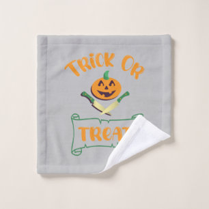 Trick or treat crossbones Halloween pompoen gezich Washandje