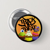 Trick or treat Cupcake Monster Round Button (Voorkant /achterkant)