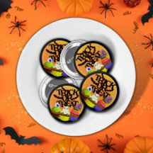 Trick or treat Cupcake Monster Round Button