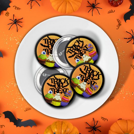 Trick or treat Cupcake Monster Round Button