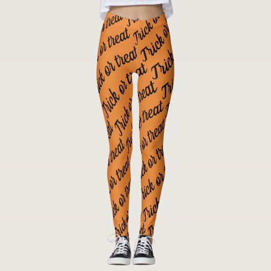 trick or treat cursief patroon voor Halloween Leggings (Voorkant)