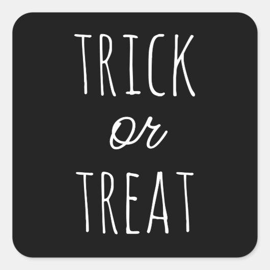 Trick or treat. Cute black en white Halloween Vierkante Sticker (Voorkant)