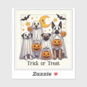 Trick or Treat Cute Dogs in Ghost Costumes Sticker (Vel)