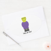Trick or treat- Cute Frankenstein Ovale Sticker (Envelop)