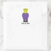 Trick or treat- Cute Frankenstein Ovale Sticker (Tas)