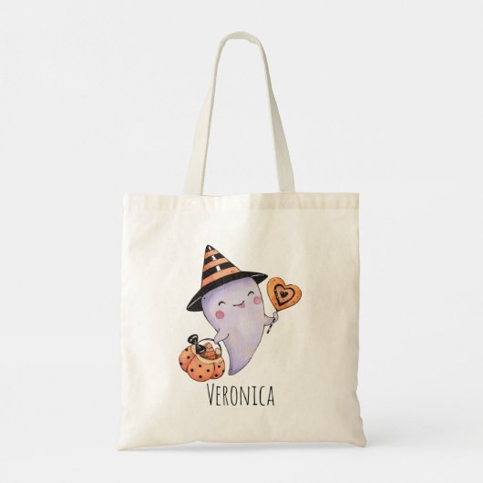 Trick or treat Cute Ghost Halloween Tote Bag (Achterkant)
