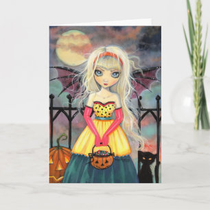 Trick or treat Cute Gothic Fairy Halloween Art Kaart