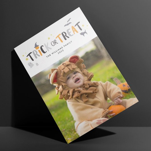 Trick or treat Cute Halloween-fotokaart Kaart