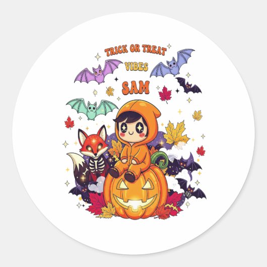 Trick or treat Cute Halloween Ronde Sticker (Voorkant)