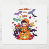Trick or treat Cute Halloween Sparkling Wijnetiket (Enkel label)