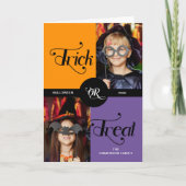 Trick or treat Cute Halloween Twee Foto's Feestdagen Kaart (Voorkant)