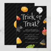 trick or treat Cute Kawaii Halloween Party Kaart (Voorkant / Achterkant)