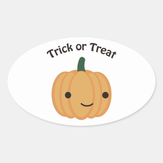 Trick or treat - Cute Pumpkin Ovale Sticker (Voorkant)