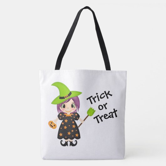 Trick or treat Cute Witch Tote Bag (Voorkant)