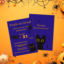 Trick or Treat | Cute Zwarte Kat Halloween Kaart