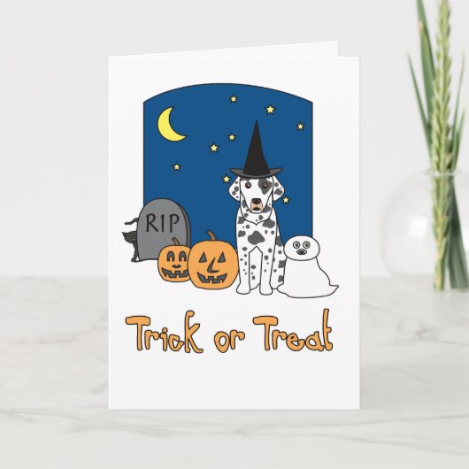 Trick or treat Dalmatische Halloween Kaart (Voorkant)