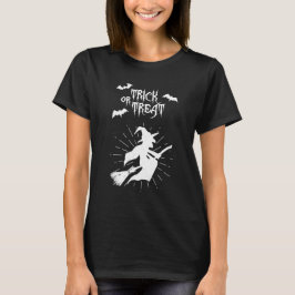 trick or treat de vliegende heks halloween t-shirt