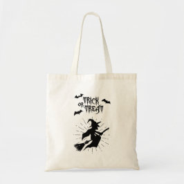 trick or treat de vliegende heks halloween tote bag