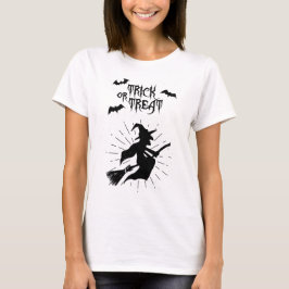 trick or treat de vliegende heks t-shirt