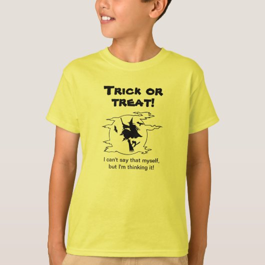 Trick or Treat Denken Het T-Shirt (Voorkant)
