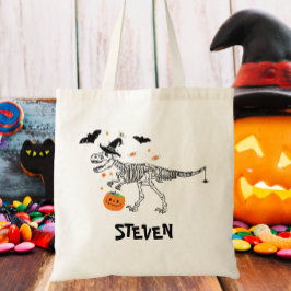 Trick or treat Dinosaur met Witch Pet Halloween Tote Bag