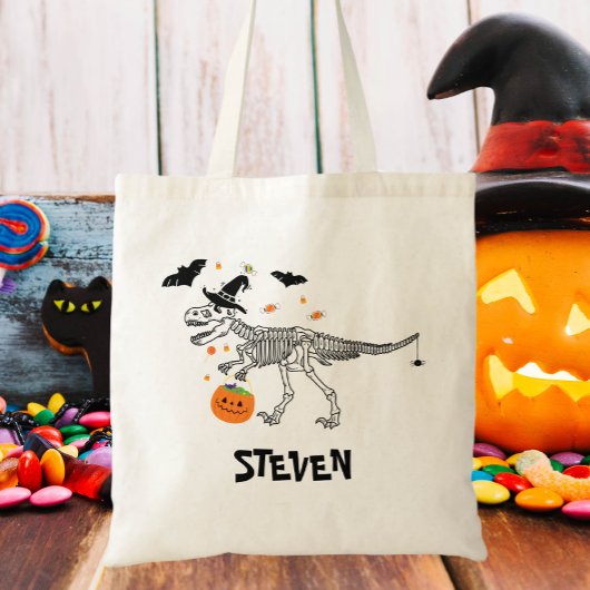 Trick or treat Dinosaur met Witch Pet Halloween Tote Bag