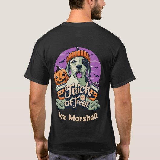 Trick or treat Dog - Frightful Friend Sinaasappel  T-shirt (Achterkant)